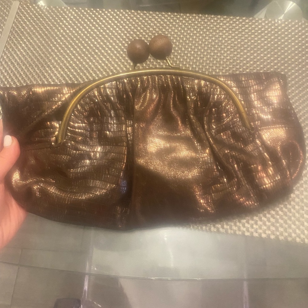 ERVA metallic bronze clutch